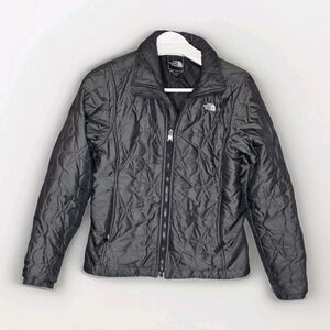 The North Face Cropped Black Quilted Jacket Coat Women's Sz Small Full Zip